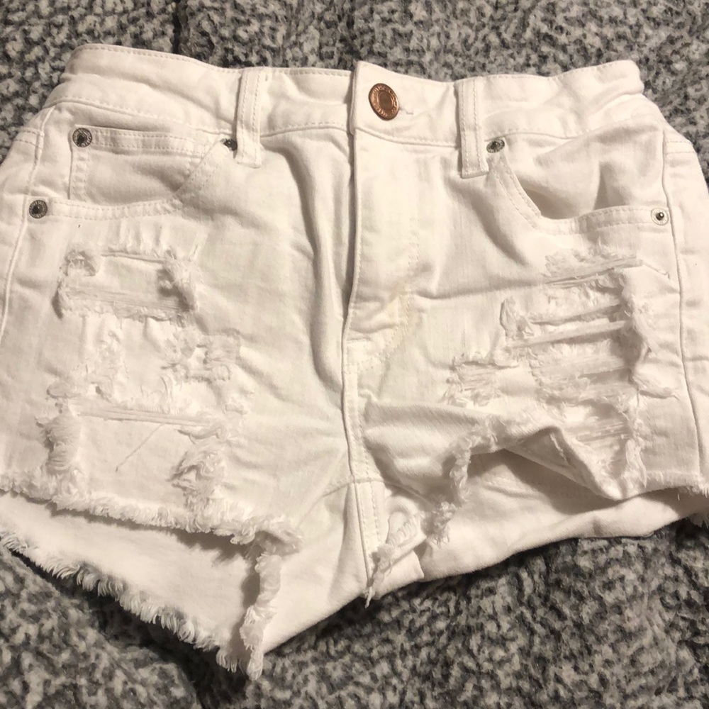 White jean shorts